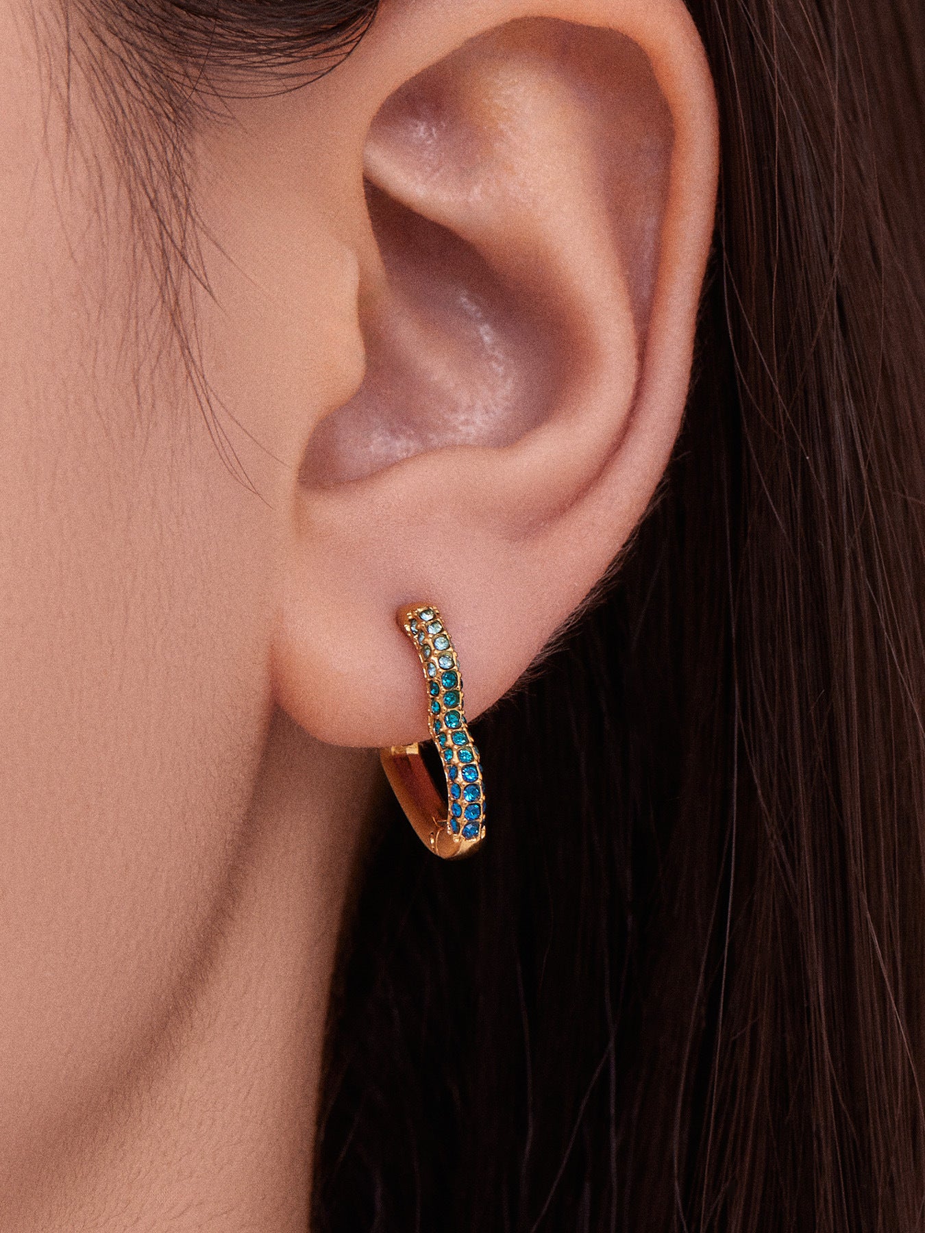 Colorful Cubic Zirconia Heart Hoop Earrings Set | Stainless Steel Simple Chic Ear Cuff for Women