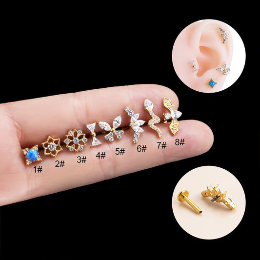 G23 Titanium Internally Threaded CZ Cartilage Stud – Hypoallergenic, Lightweight, Durable Piercing Jewelry