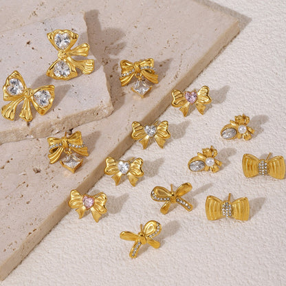 Stainless Steel Butterfly Earrings Rhinestone & Glass Stone Fashion Earrings