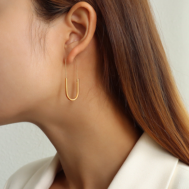 Stainless Steel Paperclip Earrings Set – Minimalist High-End Design, Gold & Silver Colors, Fashion Statement Jewelry for Women