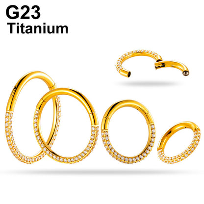 G23/F136 Titanium 1.3mm Closed Hoop with Cubic Zirconia | Nose & Ear Piercing Jewelry