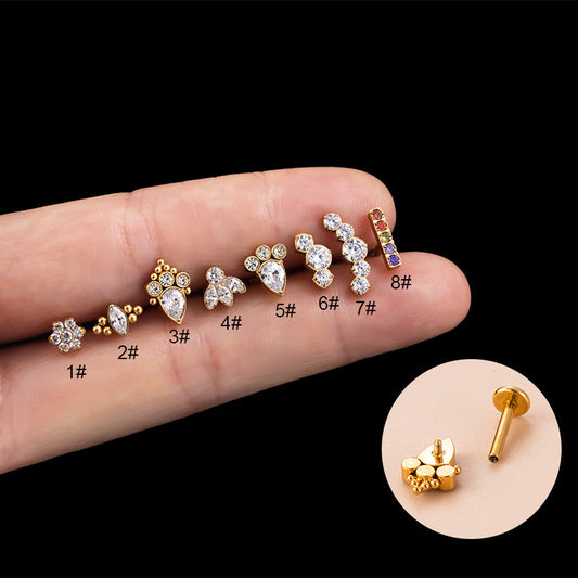 F136 Titanium Internally Threaded CZ Cartilage Stud – Hypoallergenic & Secure Piercing Jewelry