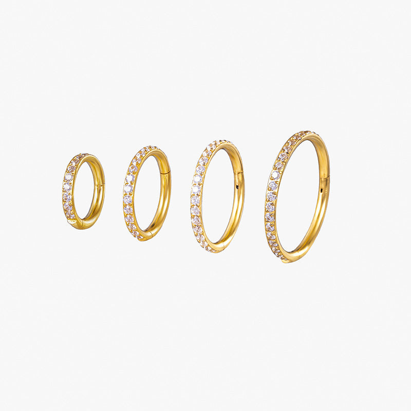 Titanium CZ Hinged Segment Ring Nose Hoop Ear Cartilage Clicker ASTM F136 16G Piercing Jewelry