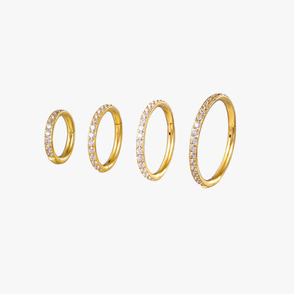Titanium CZ Hinged Segment Ring Nose Hoop Ear Cartilage Clicker ASTM F136 16G Piercing Jewelry