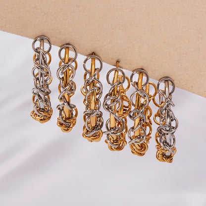 Stainless Steel Two-Tone Twisted Hoop Earrings – Fashion Statement Chunky Spiral Design | WANTI Jewelry