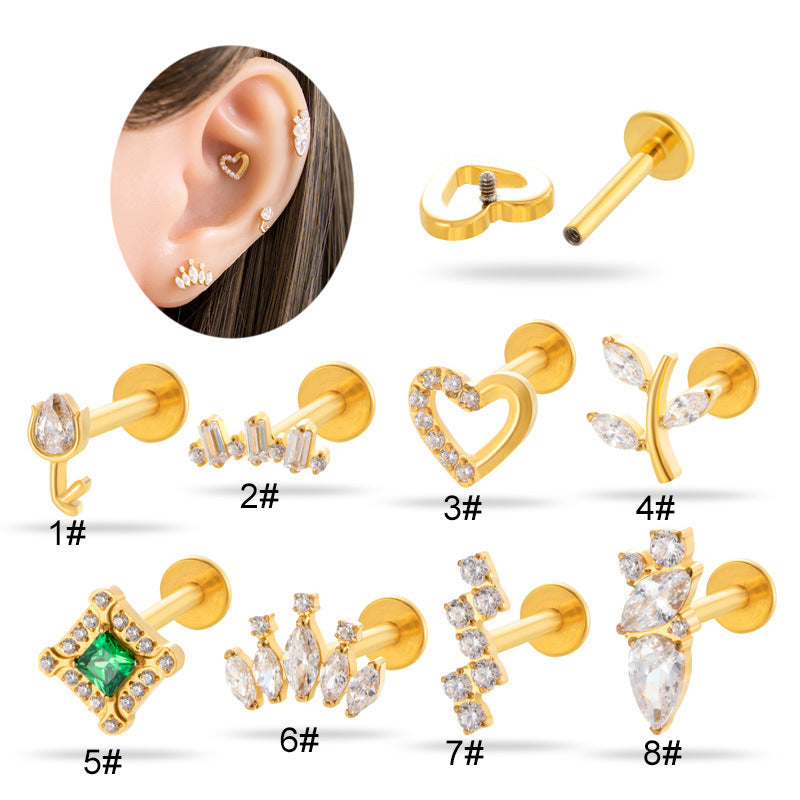 G23/F136 Titanium Internally Threaded Cartilage Stud – Luxury Lightweight Piercing Jewelry with CZ