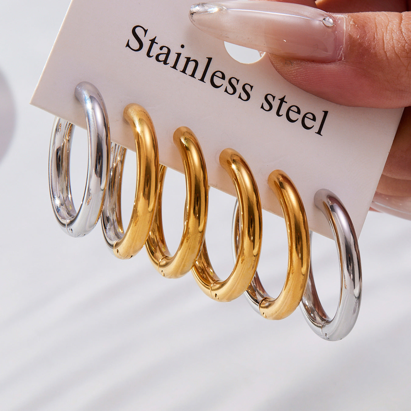 Statement Stainless Steel Hoop Earrings – Bold Geometric Circle Earrings, Modern Minimalist Jewelry for Women
