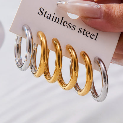 Statement Stainless Steel Hoop Earrings – Bold Geometric Circle Earrings, Modern Minimalist Jewelry for Women