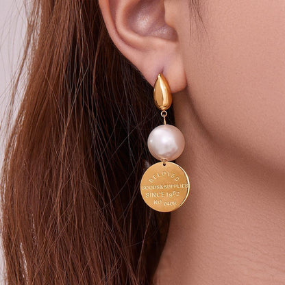 Stainless Steel Geometric D-Shape Tassel Earrings – Modern Minimalist Long Drop Dangle Earrings for Women | WANTI Fashion Jewelry