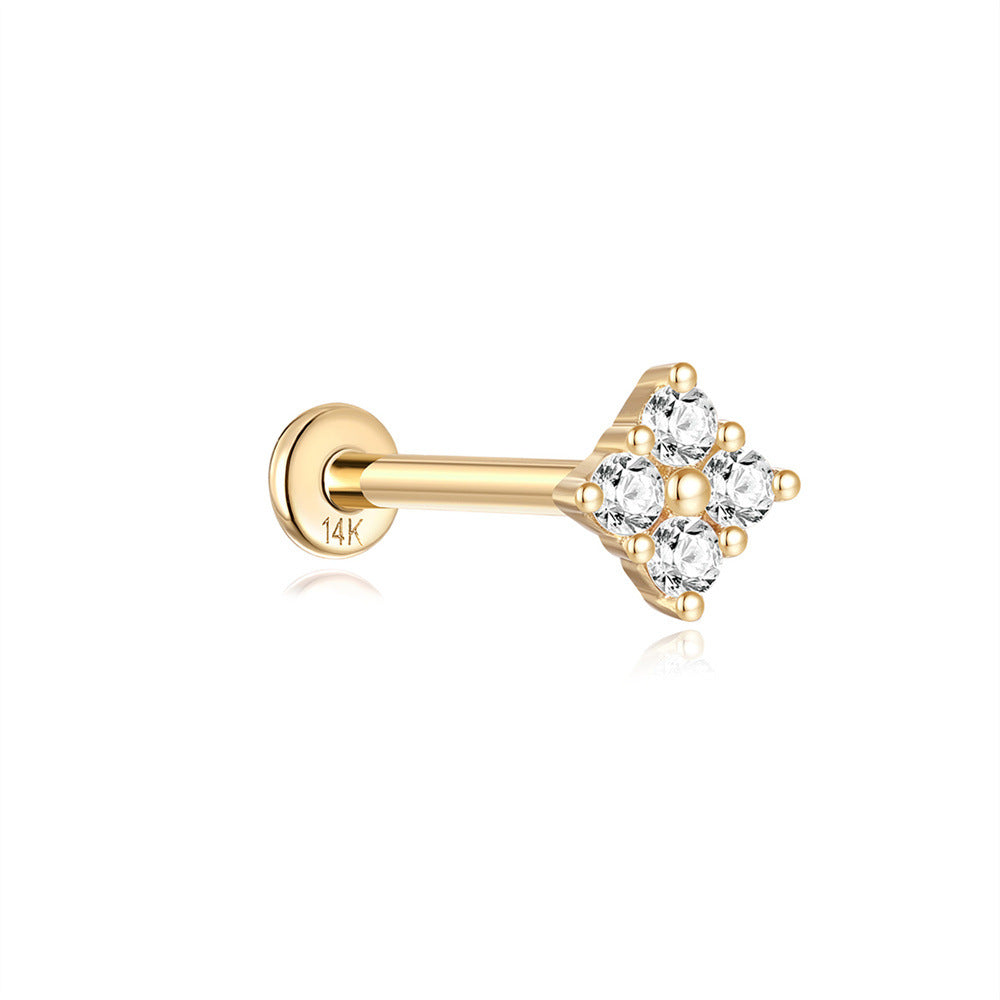 14K Gold Square-Cut Zircon Stud Earrings – Modern & Hypoallergenic