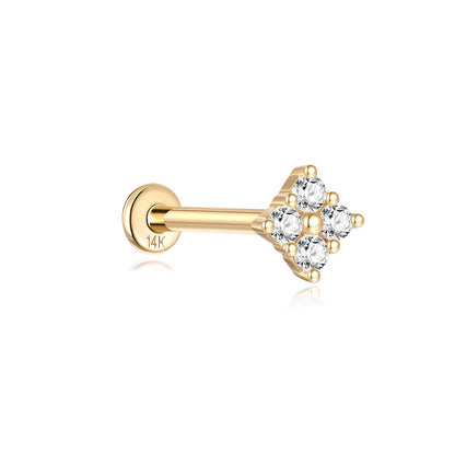 14K Gold Square-Cut Zircon Stud Earrings – Modern & Hypoallergenic