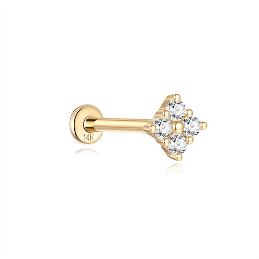 14K Gold Square-Cut Zircon Stud Earrings – Modern & Hypoallergenic