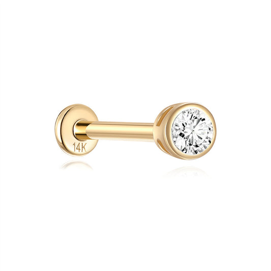 14K Gold Round Zircon Stud Earrings – Sparkling, Hypoallergenic & Everyday Ready