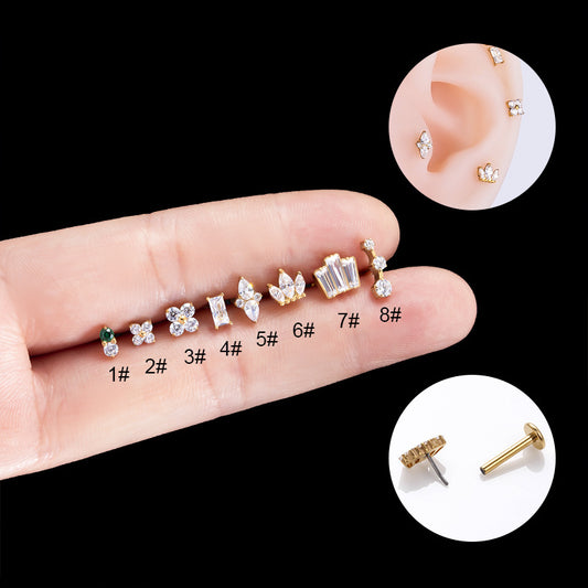 Titanium Zircon Piercing Stud – Hypoallergenic & Minimalist Jewelry