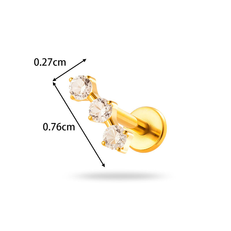 Implant Grade G23 ASTM F136 Titanium Geometric Labret Stud | Push Pin Flat Back 16G Lip & Cartilage Piercing Jewelry