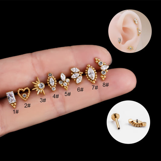 Titanium Zircon Piercing Stud – Hypoallergenic Minimalist Jewelry
