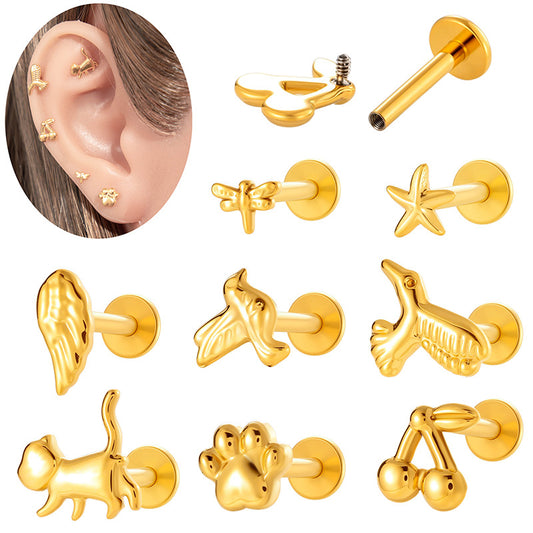Pure Titanium Animal-Shaped Stud Earrings for Cartilage Piercing | G23/F136 Hypoallergenic