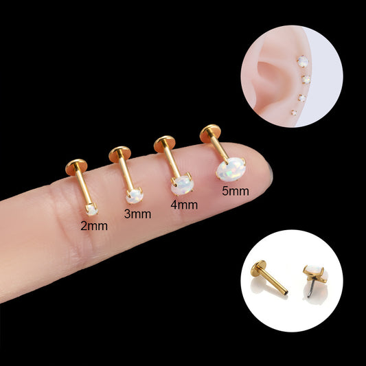 G23/F136 Titanium Opal Insertion Push Pin  Cartilage Piercing | Fashionable & Hypoallergenic Jewelry