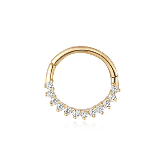 14K Gold Inlaid Zircon Stud Earring – Sleek Sparkle for Piercing Stacks