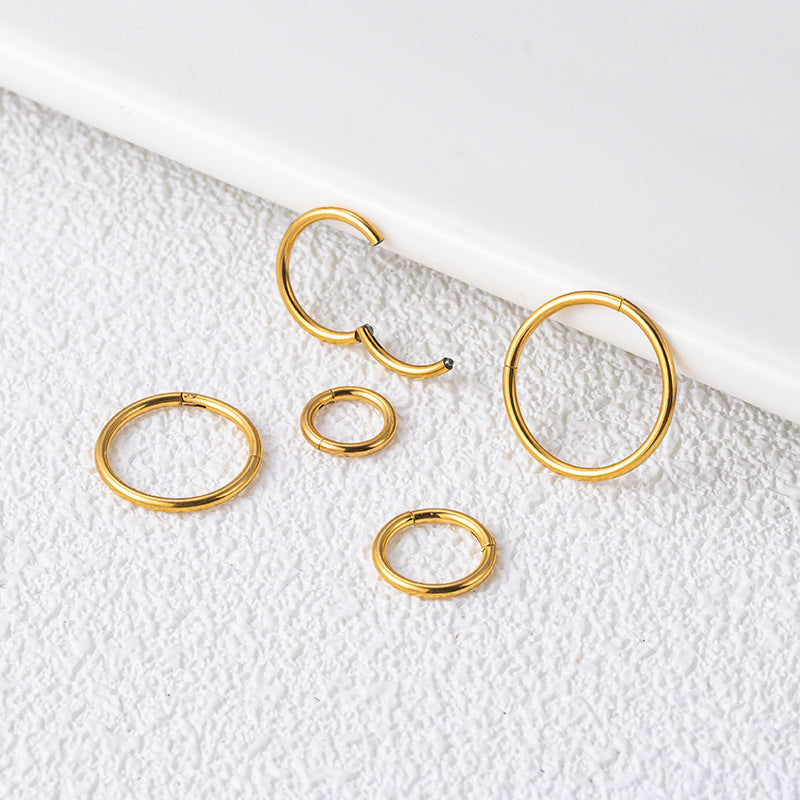 G23/F136 Titanium Seamless Hoop Ring Lip Nose Ear Piercing Jewelry 16G – Gold & Silver (6mm/8mm/10mm/12mm/14mm)