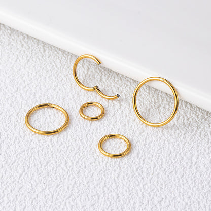 G23/F136 Titanium Seamless Hoop Ring Lip Nose Ear Piercing Jewelry 16G – Gold & Silver (6mm/8mm/10mm/12mm/14mm)