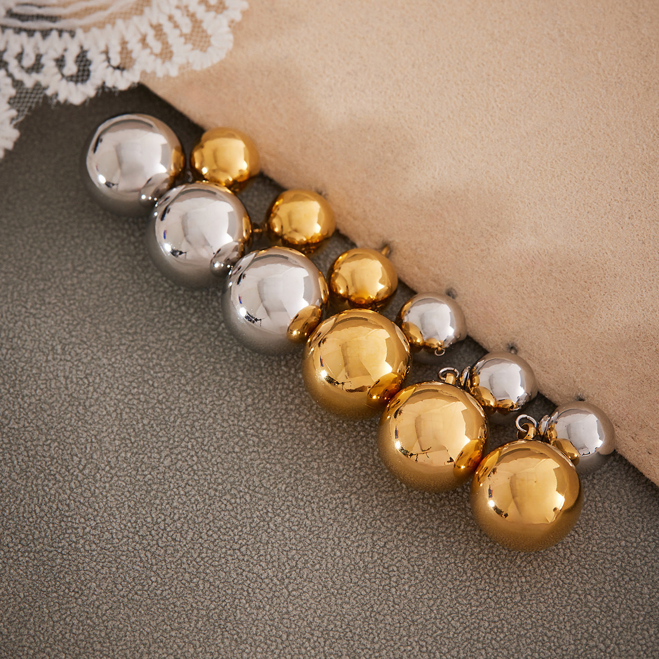 Stainless Steel Two-Tone Ball Drop Earrings – Modern Minimalist Statement Dangle Earrings