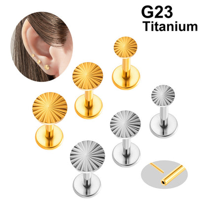 ASTM F136 Titanium Sun Threadless Labret Stud – Push Pin Flat Back Cartilage & Lip Piercing