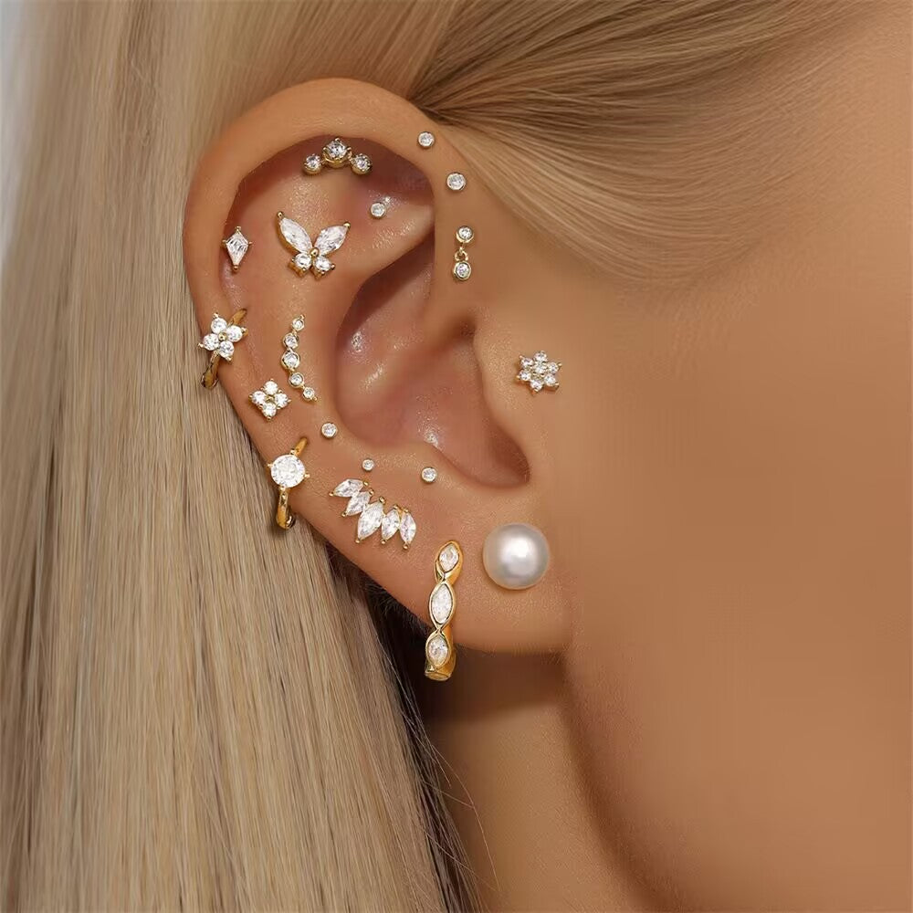 14K Gold Teardrop Zircon Stud Earrings – Dainty, Hypoallergenic & Everyday Chic