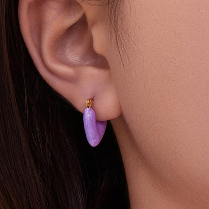 Stainless Steel Heart Enamel Drop Earrings – Colorful High-End Fashion Jewelry for Women