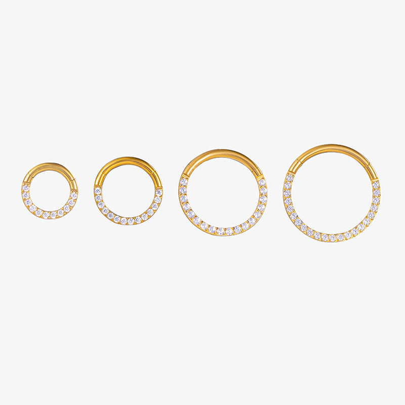 Implant Grade ASTM F136 Titanium CZ Hinged Segment Ring Nose Hoop Ear Cartilage Clicker Piercing Jewelry 16G