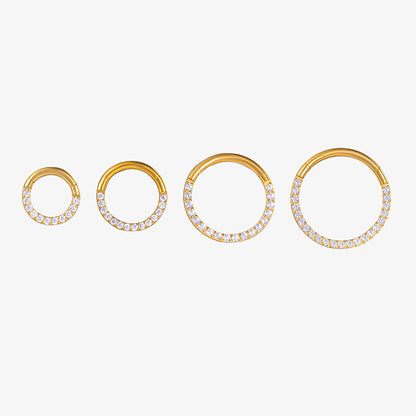 Implant Grade ASTM F136 Titanium CZ Hinged Segment Ring Nose Hoop Ear Cartilage Clicker Piercing Jewelry 16G