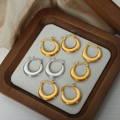 Stainless Steel Geometric U-Shaped Hoop Earrings – Minimalist Polished Titanium Steel Earrings for Women | WANTI Fashion Jewelry