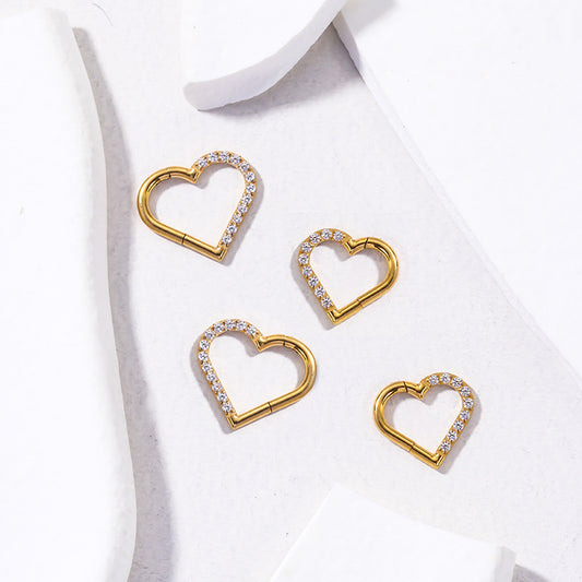 G23/F136 Titanium Zircon Heart Shaped Cartilage Hoop | Fashionable Ear Piercing Jewelry