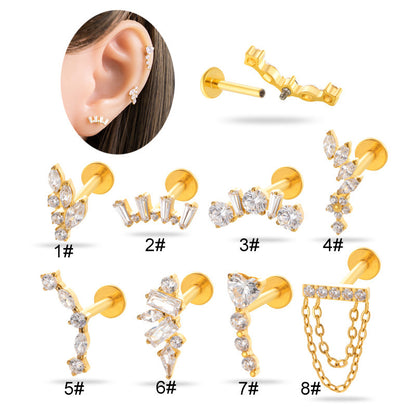 G23/F136 Titanium Zircon Luxury Ear Cartilage & Lip Piercing Jewelry