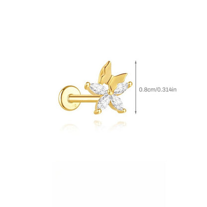 ASTM F136 Flower/ Woodpecker/Fish/Butterfly Flatback Cartilage Piercing Earrings
