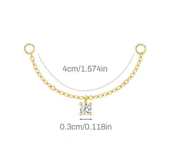 ASTM F136 Long chain rhinestones cartilage tassel dangle piercing earrings accessories