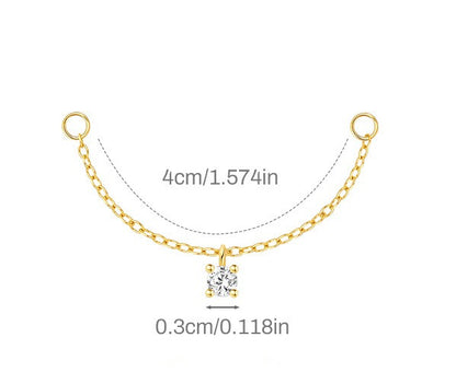 ASTM F136 Long chain rhinestones cartilage tassel dangle piercing earrings accessories