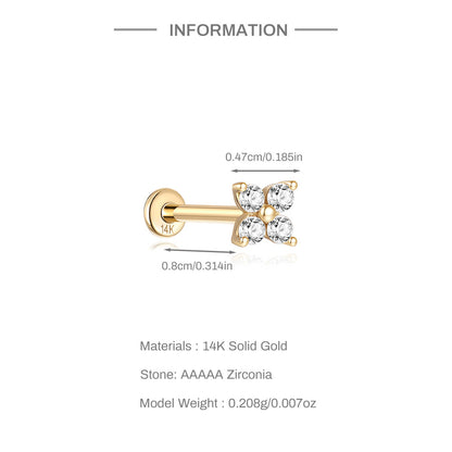 14K Gold Shiny Zircon Stud Earrings – Classic & Hypoallergenic