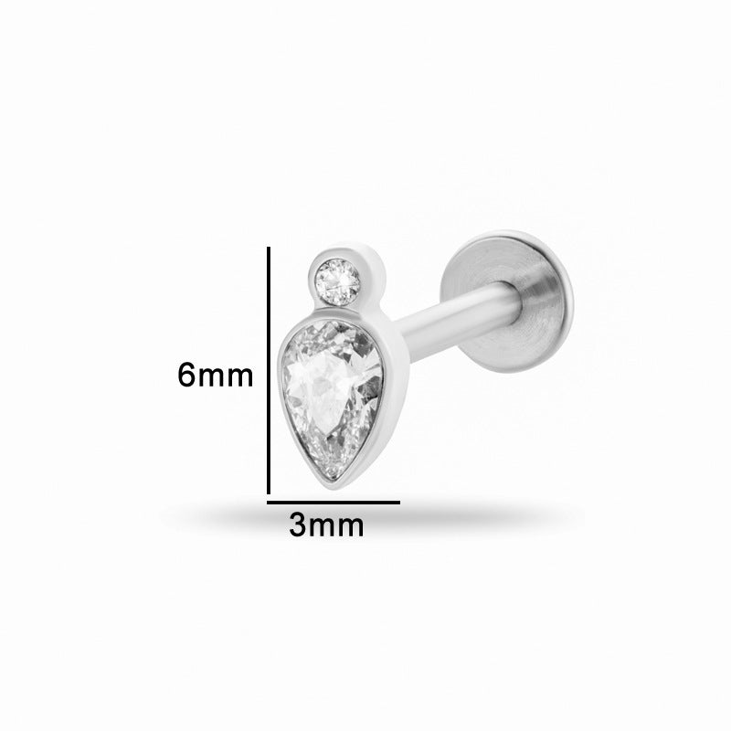 Titanium Zircon Piercing Stud – Hypoallergenic Flat Back Earring for Cartilage & Lobe