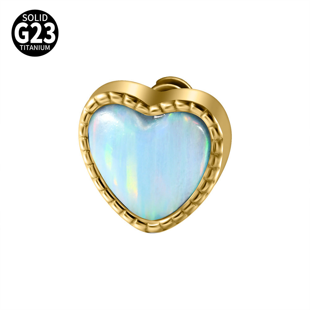 ASTM F136 Titanium Opal Heart Dermal – Minimal Collarbone Skin Implant Jewelry