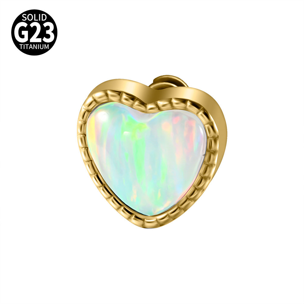 ASTM F136 Titanium Opal Heart Dermal – Minimal Collarbone Skin Implant Jewelry