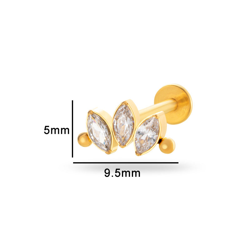 Titanium Zircon Piercing Stud – Hypoallergenic Flat Back Earring for Cartilage & Lobe