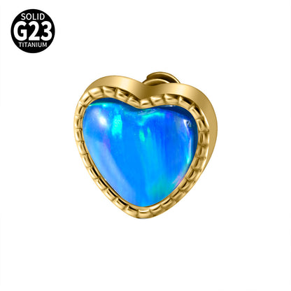 ASTM F136 Titanium Opal Heart Dermal – Minimal Collarbone Skin Implant Jewelry