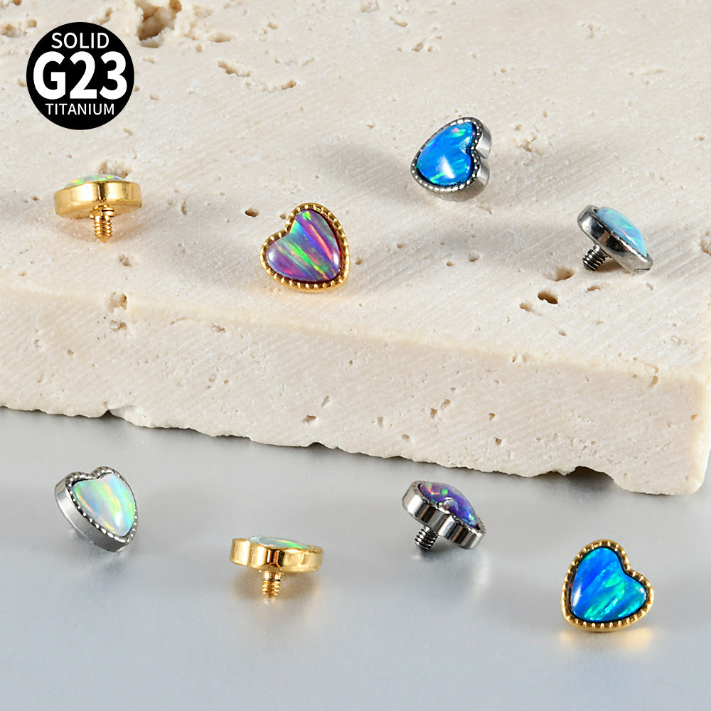 ASTM F136 Titanium Opal Heart Dermal – Minimal Collarbone Skin Implant Jewelry