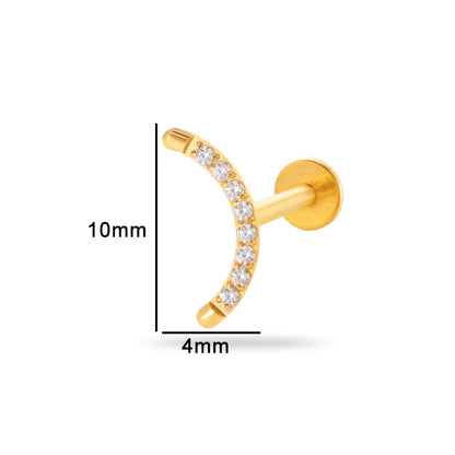 Titanium Zircon Piercing Stud – Hypoallergenic Flat Back Earring for Cartilage & Lobe