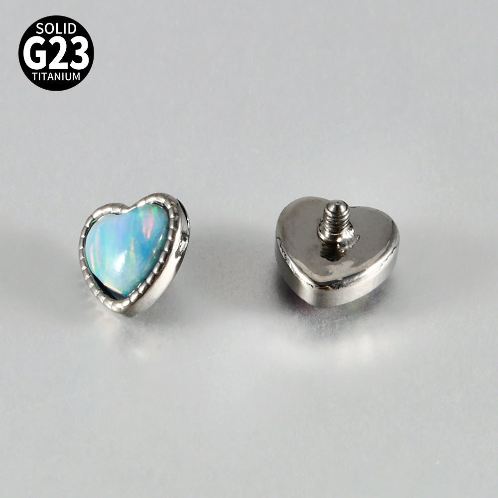 ASTM F136 Titanium Opal Heart Dermal – Minimal Collarbone Skin Implant Jewelry