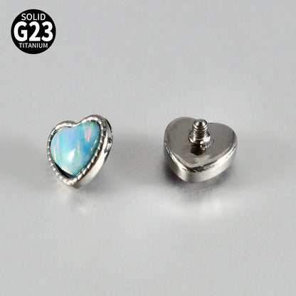 ASTM F136 Titanium Opal Heart Dermal – Minimal Collarbone Skin Implant Jewelry