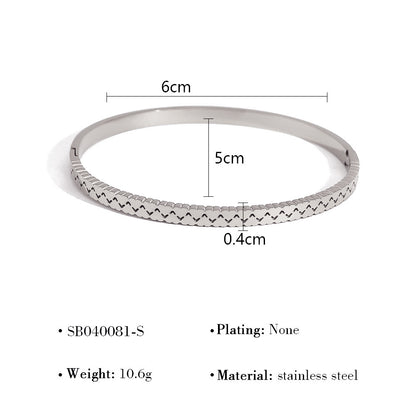 18K Gold Plated Titanium Steel Vintage Open Cuff Bracelets with Crystals, Fashionable and Durable