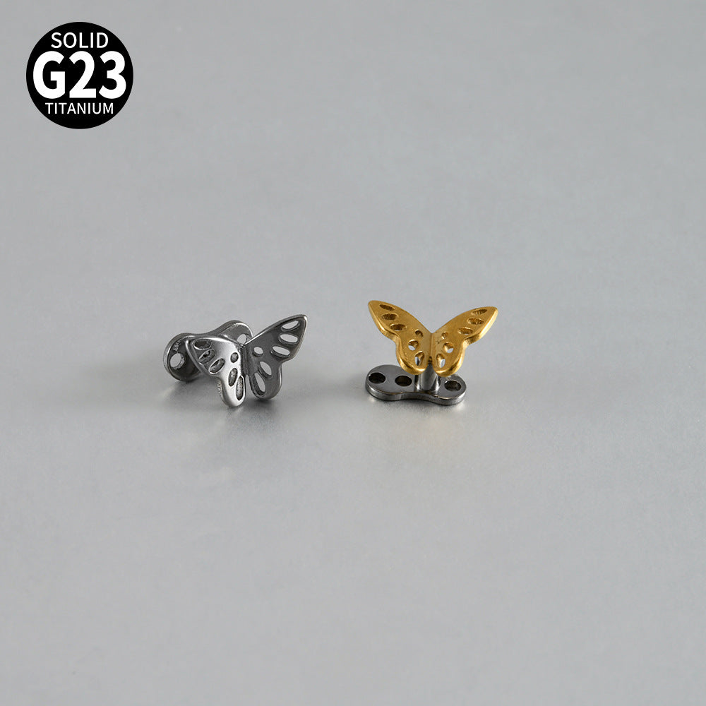 ASTM F136 Titanium Multi-Hole Hollow Butterfly Dermal Anchor Implant – Elegant Skin Implant Piercing Jewelry