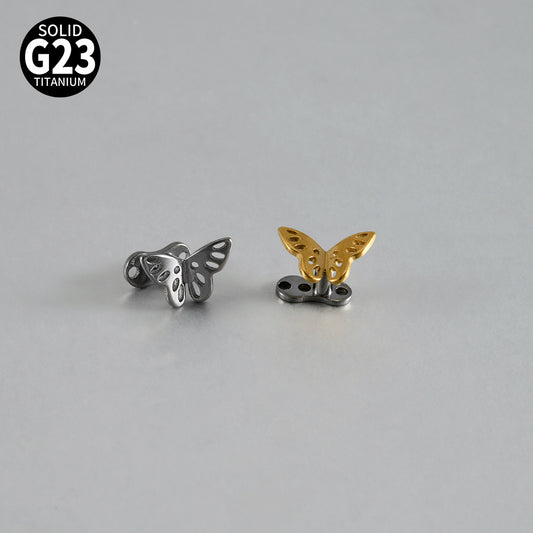 ASTM F136 Titanium Multi-Hole Hollow Butterfly Dermal Anchor Implant – Elegant Skin Implant Piercing Jewelry